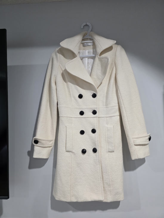 Jackets & Blazers - Womens Cream Double-Breasted Wool-Blend Coat